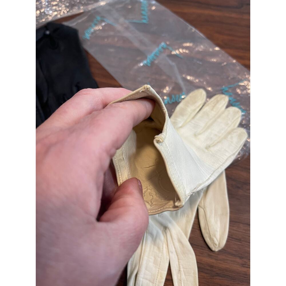 Vintage women gloves Hensen Kayser size 6.5  black white packaged classic - Picture 7 of 11